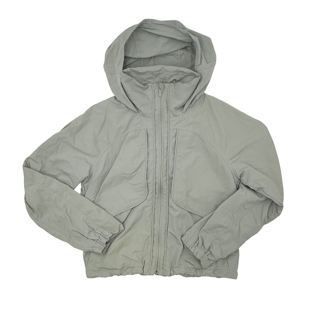 Lululemon Always Effortless Jacket Gray Sage Hooded Utility Jacket Size 2